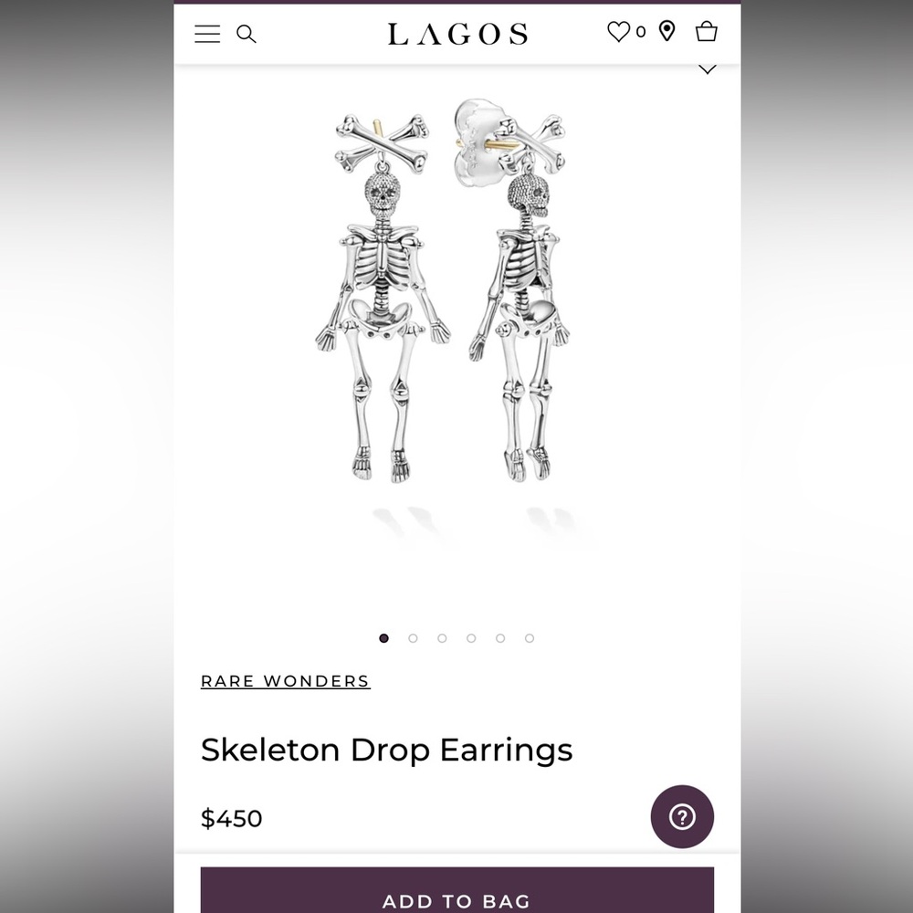 New Lagos Silver Skeleton Earrings